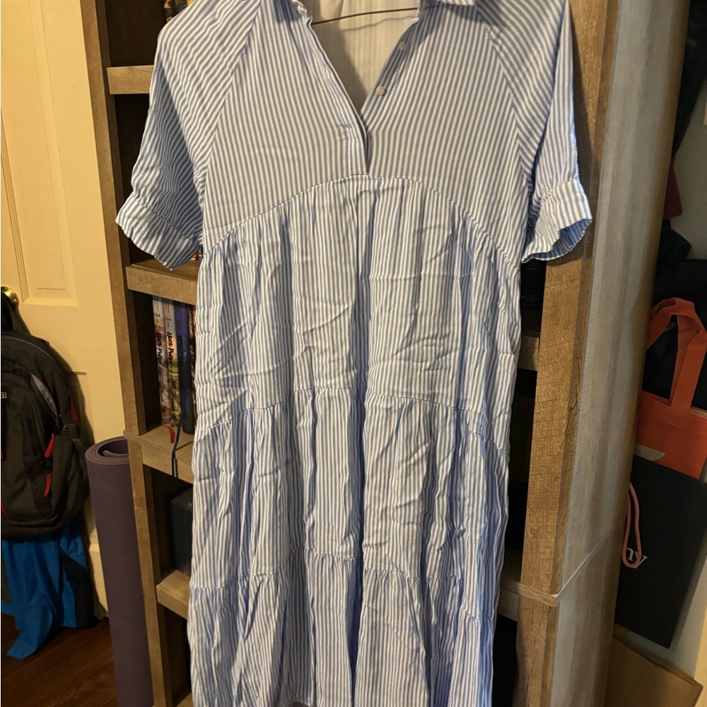 Blue Striped Kids Casual Dress